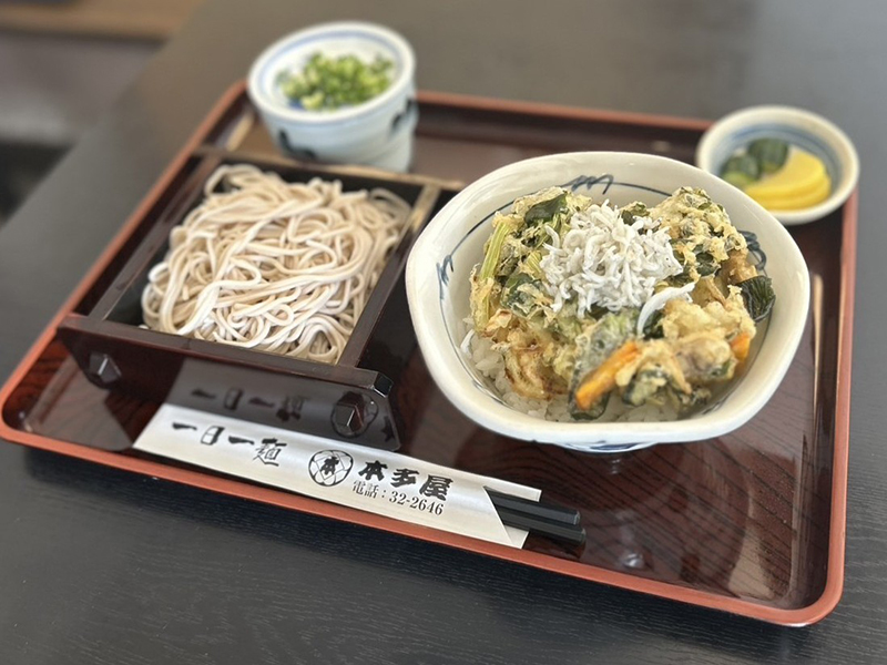 磐田産のしらすとチンゲン菜のかきあげ丼
